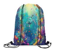 Zaino con Coulisse Sea Turtle Sports Borsa con Coulisse Pieghevole Sportiva Zainetto Grande capacità Drawstring Backpack per Spiaggia Unisex Scuola