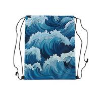 Zaino con Coulisse Sea Waves Sportiva Zainetto Resistente Drawstring Backpack Impermeabile Sacca da Palestra per Scuola Vacanze Viaggi
