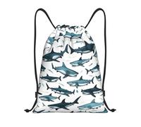 Zaino con Coulisse Shark Pattern with Various Gestures Sacca da Palestra Grande capacità Sacchetta Sportiva Resistente Drawstring Backpack per Scuola Unisex Vacanze