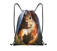 Zaino con Coulisse Squirrel Funny Animal Drawstring Backpack Pieghevole Sacca da Palestra Resistente Sportiva Zainetto per Unisex Viaggi Vacanze