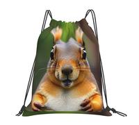 Zaino con Coulisse Squirrel Funny Animal Print Drawstring Backpack Pieghevole Borsa con Coulisse Impermeabile Sacchetta Sportiva per Vacanze Unisex Scuola