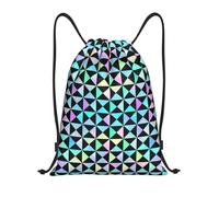 Zaino con coulisse, stampa a griglia diamantata, piccola borsa da palestra con coulisse, per donne e uomini, zaino sportivo per viaggi, nuoto, spiaggia