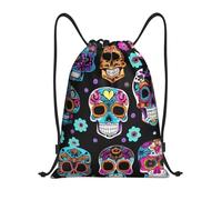 Zaino con Coulisse Sugar Skull Drawstring Backpack Leggero Sportiva Zainetto Pieghevole Sacca da Palestra per Scuola Spiaggia Viaggi