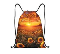 Zaino con Coulisse Sunflower Field Sunset Sea of Flowers Sacchetta Sportiva Pieghevole Sacca da Palestra Resistente Borsa con Coulisse per Spiaggia Viaggi Scuola