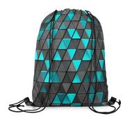 Zaino con Coulisse Teal Blue Triangle,Modern Simple Abstract Plaid,Geometric Grid Sacca Sportiva Pieghevole Borsa con Coulisse Sport Sacche Sportive per Escursionismo Vacanze Festival 36X42CM