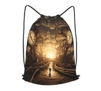 Zaino con Coulisse Time Clock Traspirante Borsa con Cordoncino Moda Sacca Sportiva per Escursionismo Nuoto Donna 39X46Cm