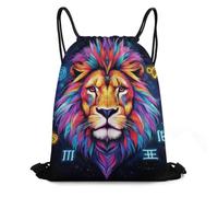 Zaino con Coulisse Trippy Lion Leo Constellation Art Drawstring Backpack Resistente Sacchetta Sportiva Pieghevole Sportiva Zainetto per Spiaggia Scuola Vacanze