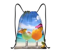 Zaino con Coulisse Tropical Beach Drink Sportiva Zainetto Grande capacità Drawstring Backpack Leggero Sacca da Palestra per Unisex Viaggi Vacanze