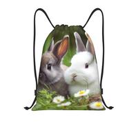 Zaino con Coulisse Two Little Cute Rabbits Drawstring Backpack Leggero Borsa con Coulisse Pieghevole Sacca da Palestra per Viaggi Vacanze Spiaggia