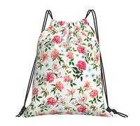 Zaino con coulisse Vintage Pink Rose Flower Botanical String Gym Bag Pull Cinch Sackpack per uomo Donna Sport Yoga Viaggi Nuoto