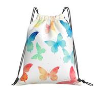 Zaino con Coulisse Watercolor Butterfly Bird Borsa con Coulisse Leggero Sacca da Palestra Impermeabile Sportiva Zainetto per Unisex Viaggi Scuola