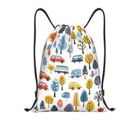Zaino con Coulisse Watercolor Car Pattern Drawstring Backpack Pieghevole Sacca da Palestra Leggero Sportiva Zainetto per Unisex Viaggi Scuola