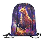 Zaino con Coulisse Watercolor Fox Red Purple Vintage Romantic Dreamy Outerspace Galaxy Cute Wild Animal Sacca Sportiva Fashion Sacche Sportive Portaoggetti Borsa con Coulisse per 36X42CM