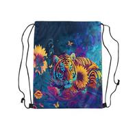 Zaino con Coulisse Watercolor Neon Tiger Colorful Abstract Geometry Swirl Botanical Flowers Dreamy Butterfly Sacca Sportiva Unisex Borsa con Coulisse Sport Drawstring Bag per Palestra 36X42CM