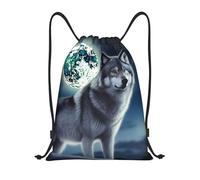 Zaino con Coulisse Wolf Under Moon Sacche da Palestra Durevole Multifunzione Borsa Nuoto, per Uomo, Yoga, Festa, 36x42cm
