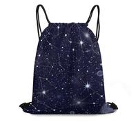 Zaino con Coulisse Zodiac Constellation Galaxy Starry Night Stars Glow in The Dark Midnight Sacca da Palestra Grande capacità Borsa con Coulisse Resistente Sacchetta Sportiva per Scuola Viaggi