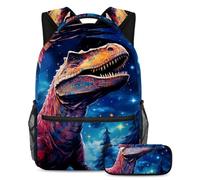 Zaino con dinosauri stellati con astuccio, grande capacità, set di zaini per la scuola per ragazzi ragazze adolescenti, borsa da viaggio per studenti, Multicolore#06, B:29.4x20x40cm P:19x7.5x3.8cm,