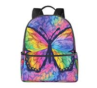 Zaino con farfalla arcobaleno per donne e uomini, colorato, per adolescenti, borsa per la scuola, zaino casual per college, viaggi, lavoro