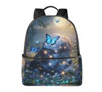 Zaino con farfalla galassia per donne e uomini, luna di notte, borsa per la scuola per adolescenti, zaino casual per università, viaggi, lavoro
