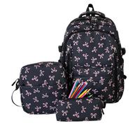 Zaino con fiocco da pranzo in 3 pezzi, grande capacità, zaino per zaino | Set Zaino E Pranzo Box Per La Scuola Materna, La Primaria, Il Collegio, Adolescenti E Viaggi