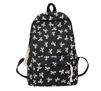 Zaino con fiocco per ragazze, grazioso zaino per l'inizio della scuola, stile preppy, con fiocchi, ideale per la scuola e la vita quotidiana, con piccola borsa per il trucco, zaino leggero, Nero