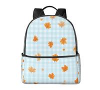 Zaino con foglie a scacchi per donne e uomini con foglie d'acero, borsa per la scuola per adolescenti, borsa per libri, zaino casual per università, viaggi, lavoro