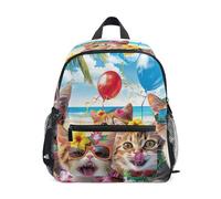 Zaino con gatti sorridenti per bambini e bambine, mini zaini per asilo con etichetta nome, Abbigliamento con gatti sorridenti, 3-5 anni, Graziosi zaini
