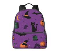 Zaino con gatto strega per donne e uomini, zucca di Halloween, borsa per la scuola per adolescenti, borsa per libri, zaino casual per college, viaggi, lavoro