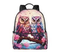 Zaino con gufo e fiore, per donne e uomini, con gufo su un ramo per adolescenti, borsa per la scuola, zaino casual per college, viaggi, lavoro