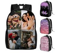 Zaino con immagine personalizzata, con testo personalizzato con nome, logo, zaino per computer portatile, zaino da viaggio impermeabile per bambini, adolescenti e adulti, 4 Foto, M, Casual