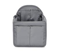 Zaino con inserto organizer, borsa multitasche, borsa a mano, custodia, grigio