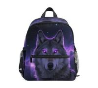 Zaino con lupo dagli occhi viola, zaino per bambini, asilo, scuola materna, borsa da viaggio per ragazze e ragazzi