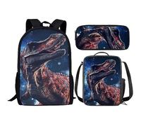 Zaino con meduse e portapranzo per ragazze, ragazzi e bambini, regalo per il rientro a scuola, set 3 in 1, Drago, Taglia unica, Zaini Daypack