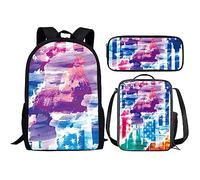 Zaino con meduse e portapranzo per ragazze, ragazzi e bambini, regalo per il rientro a scuola, set 3 in 1, Pollo, Taglia unica, Zaini Daypack