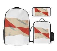 Zaino Con Monaco Bandiera Nazionale Borsa Scolastica Leggera Per Ragazze E Ragazzi Set 3 In 1 Grande Capacità Zaino Impermeabile Con Borsa Pranzo E Astuccio Per Bambini Studenti Adolescenti