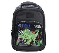 Zaino con motivo a dinosauri per adolescenti e bambini, borsa leggera per libri scolastici con spallacci regolabili, zaino traspirante e resistente con chiusura a cerniera, ideale (grigio scuro/nero)