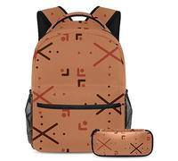 Zaino con motivo a simbolo speciale con astuccio, set di 2 zaini per bambini per ragazzi, ragazze, adolescenti, borsa da viaggio per studenti, Multicolore, B:29.4x20x40cm P:19x7.5x3.8cm, Zaini