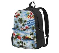 Zaino con motivo floreale tropicale e palma da cocco per uomo e donna, ideale per viaggi, escursioni, leggerezza, zaino per laptop, pesca, moda, grande capacità, zaino impermeabile, lavoro, universi
