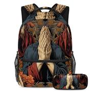 Zaino con motivo mani in preghiera, grande capacità, per ragazzi, ragazze, adolescenti, borsa da viaggio per studenti, Multicolore#01, B:29.4x20x40cm P:19x7.5x3.8cm, Zaini Daypack