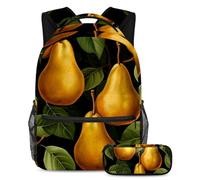 Zaino con motivo pera del Ringraziamento con astuccio, set da 2 pezzi, per ragazzi e ragazze, Multicolore#01, B:29.4x20x40cm P:19x7.5x3.8cm, Zaini Daypack