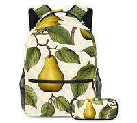 Zaino con motivo pera del Ringraziamento con astuccio, set da 2 pezzi, per ragazzi e ragazze, Multicolore#07, B:29.4x20x40cm P:19x7.5x3.8cm, Zaini Daypack