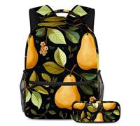 Zaino con motivo pera del Ringraziamento con astuccio, set da 2 pezzi, per ragazzi e ragazze, Multicolore#03, B:29.4x20x40cm P:19x7.5x3.8cm, Zaino daypack