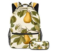Zaino con motivo pera del Ringraziamento con astuccio, set da 2 pezzi, per ragazzi e ragazze, Multicolore#06, B:29.4x20x40cm P:19x7.5x3.8cm, Zaini Daypack