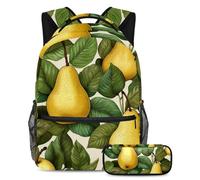 Zaino con motivo pera del Ringraziamento con astuccio, set di 2 zaini per la scuola, per ragazzi, ragazze, adolescenti, borsa da viaggio per studenti, Multicolore#07, B:29.4x20x40cm P:19x7.5x3.8cm,