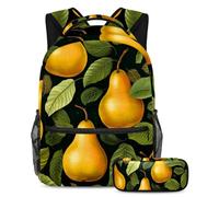 Zaino con motivo pera del Ringraziamento con astuccio, set di 2 zaini per la scuola, per ragazzi, ragazze, adolescenti, borsa da viaggio per studenti, Multicolore#03, B:29.4x20x40cm P:19x7.5x3.8cm,