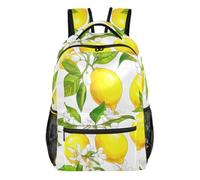 Zaino con motivo sirena, con tasche multiple, per scuola e viaggi, colore: blu, Bianco Limoni Giallo Brillante, Medium, Zaino casual per la scuola