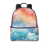 Zaino con nuvole arcobaleno per donne e uomini, galassia e stelle, borsa per la scuola per adolescenti, borsa per libri, zaino casual per college, viaggi, lavoro