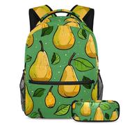 Zaino con pera del Ringraziamento con astuccio, set di 2 zaini per bambini per ragazzi ragazze adolescenti, borsa per libri da viaggio per studenti, Multicolore#02, B:29.4x20x40cm P:19x7.5x3.8cm,