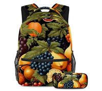 Zaino con pera del Ringraziamento con astuccio, set di borse per la scuola per ragazzi ragazze adolescenti, borsa per libri da viaggio per studenti, Multicolore#06, B:29.4x20x40cm P:19x7.5x3.8cm,