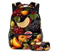 Zaino con pera del Ringraziamento con astuccio, set di borse per la scuola per ragazzi ragazze adolescenti, borsa per libri da viaggio per studenti, Multicolore#07, B:29.4x20x40cm P:19x7.5x3.8cm,